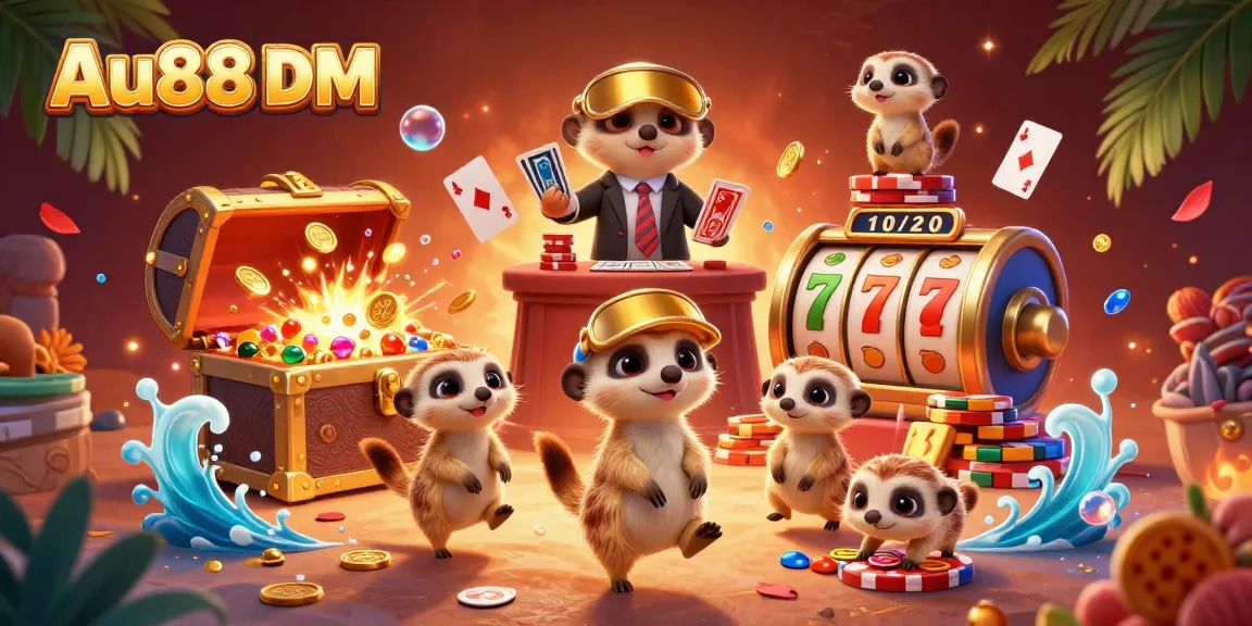Experience the thrill at Au88 DM as meerkats operate a dynamic casino filled with treasures and games.