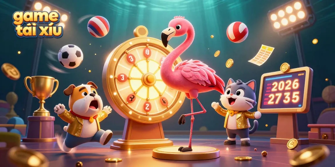 Win big with game tài xỉu in a vibrant cartoon casino scene filled with excitement and dynamic gameplay.