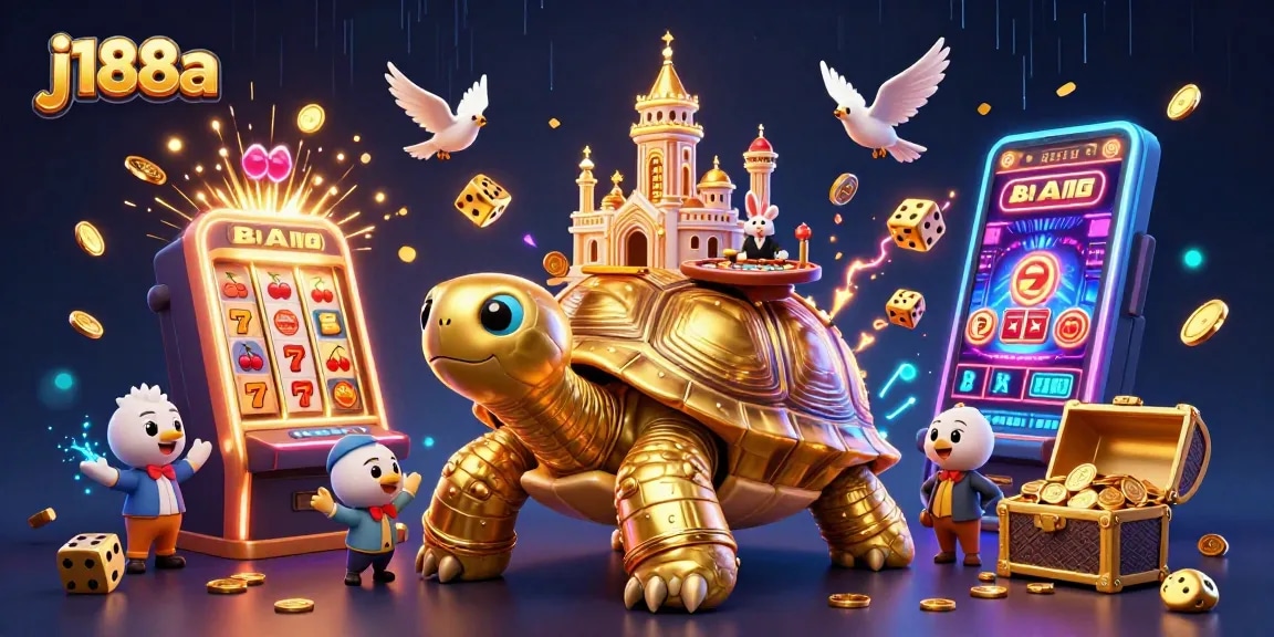 Join the excitement of j188a with a vibrant casino scene showcasing thrilling games and big wins.