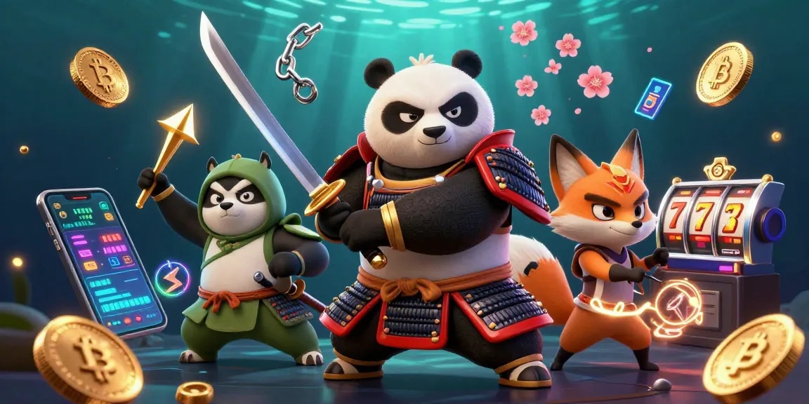 Engage with XOILAC through a vibrant casino scene featuring a samurai panda and ninja fox.