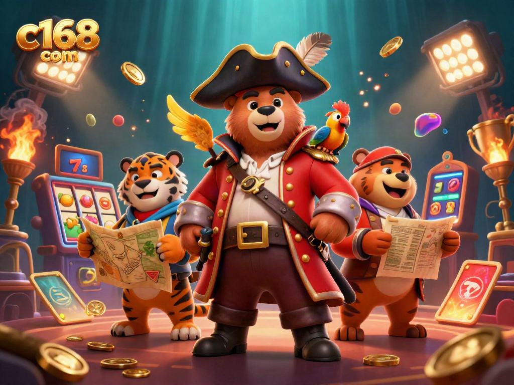 Engage in exciting gameplay at c168 com with a vibrant, dynamic casino scene full of slot and jackpot elements.