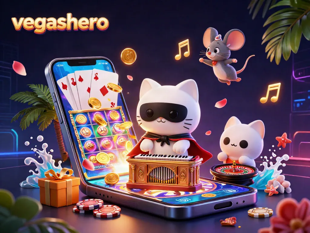 Engage with vegashero's vibrant casino scene featuring cartoon characters in a dynamic gaming environment.