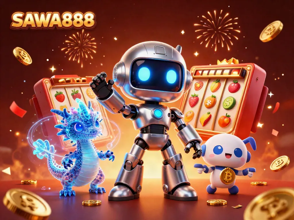 Engage with exciting slot games on SAWA888 featuring vibrant reels and animated characters in action.