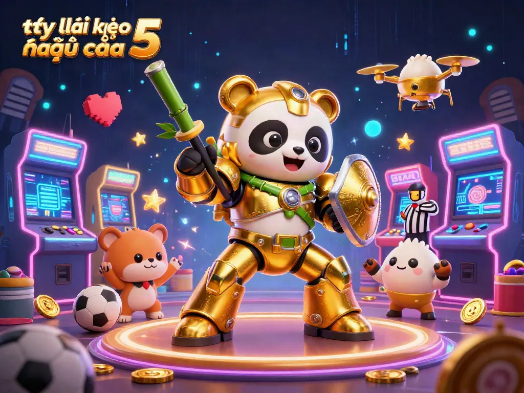 Betting with tỷ lệ kèo nhà cái 5 in an exciting sports arena featuring colorful gaming elements.