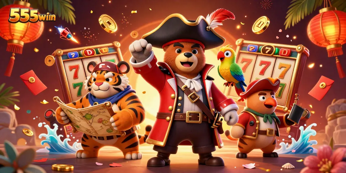 Engage with exciting 555win slot reels as a pirate captain explores treasure!