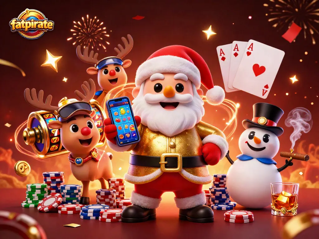 Join the excitement at fatpirate casino with Santa, reindeer, and poker chips!