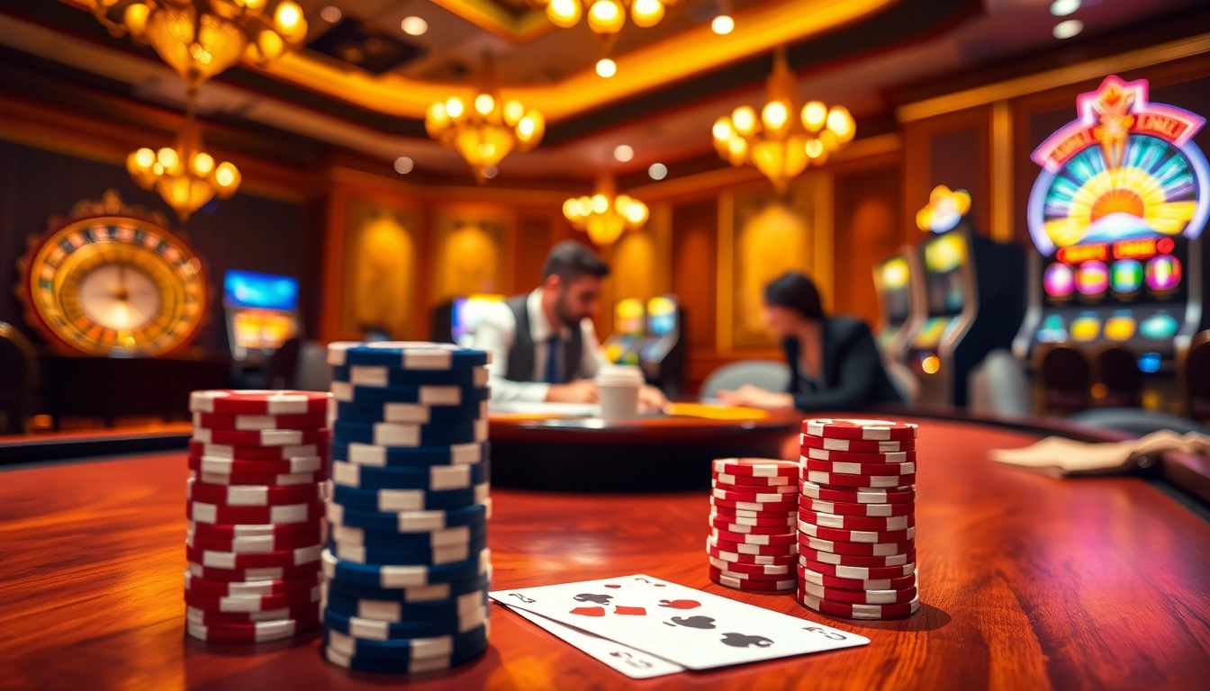 Experience the thrill of poker at a luxurious casino with fabet's vibrant gaming atmosphere.