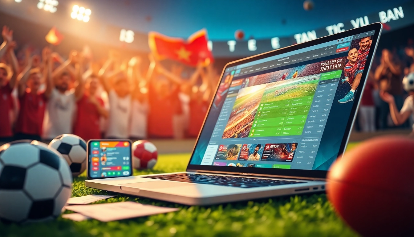 Explore top betting options on trangcacuocbongda with modern devices showcasing exciting football betting.