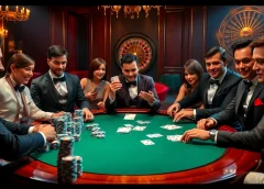 Engage in thrilling poker action with 'link vào ku88', featuring stacked chips and intense players.