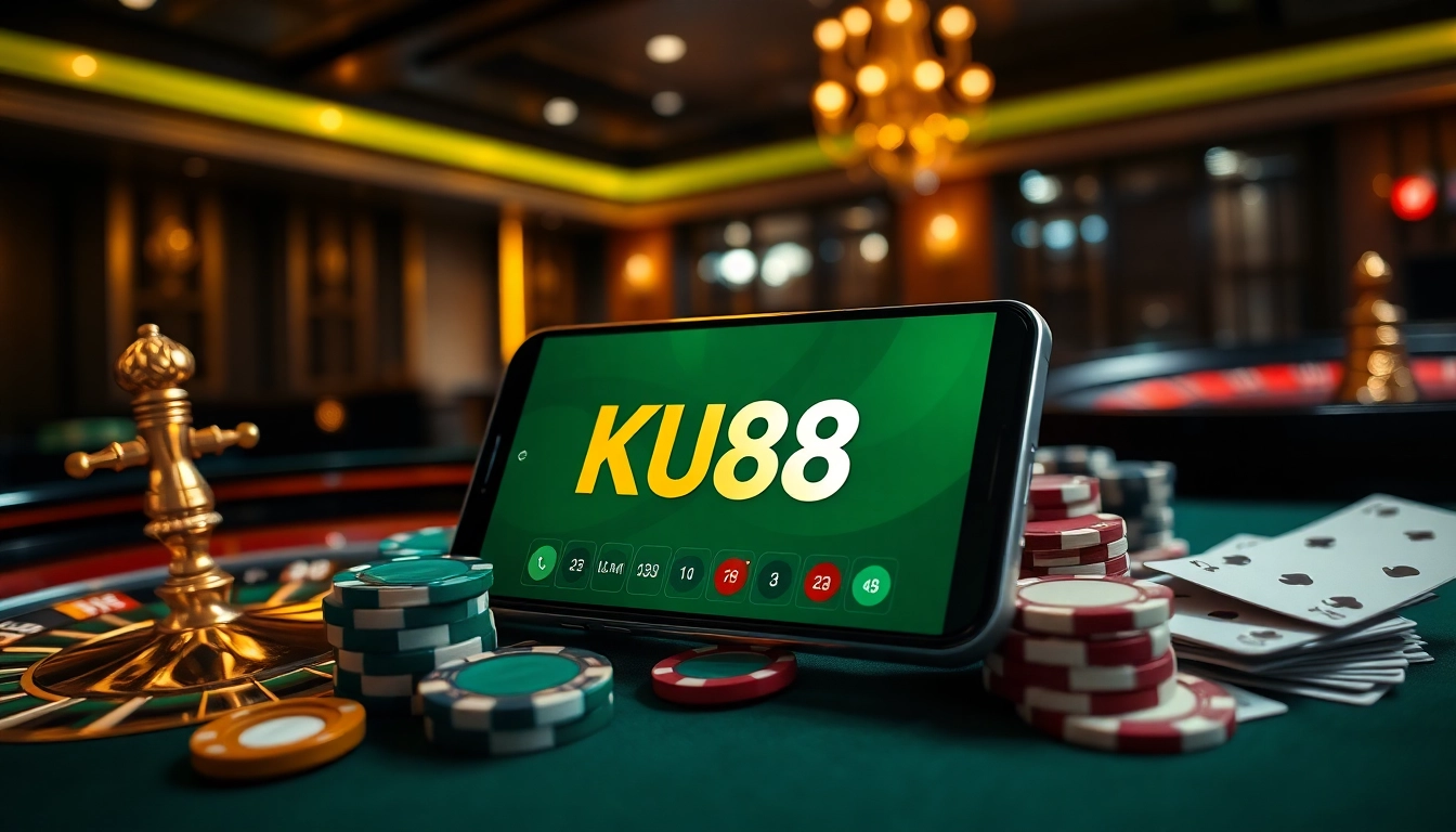 Experience seamless betting with App Ku88 amidst a vibrant casino atmosphere.