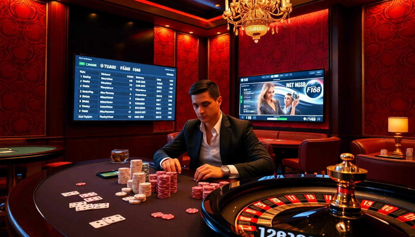 Experience upscale gaming at nhà cái F168 with vibrant casino tables and exciting betting opportunities.