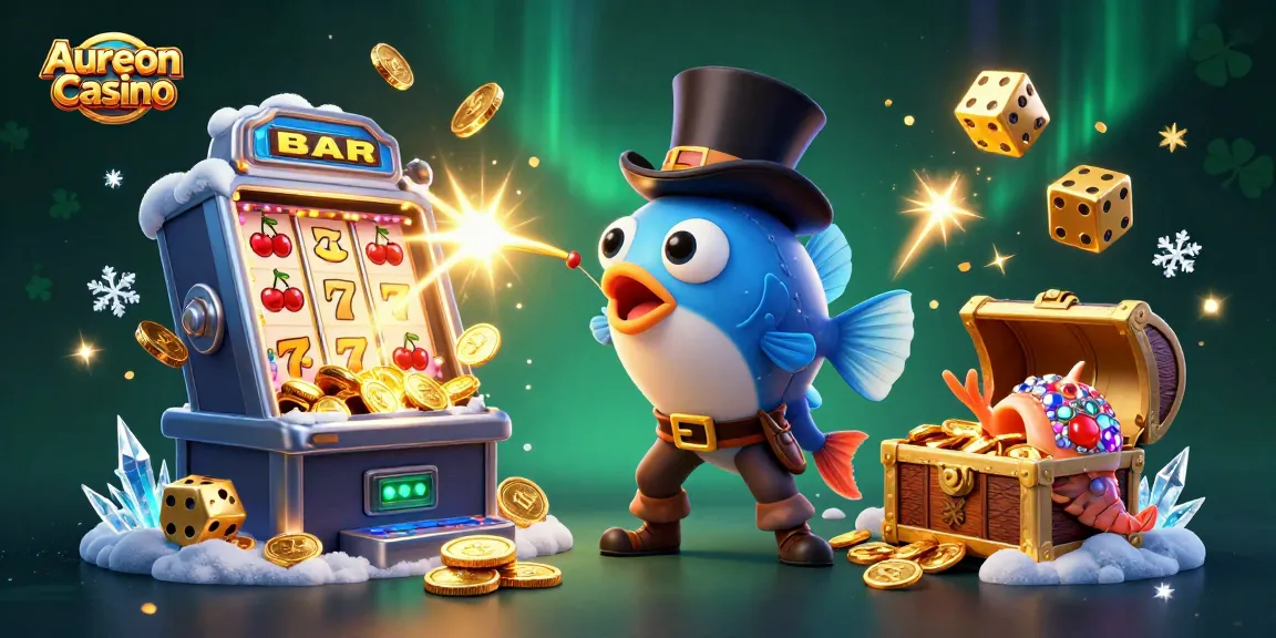 Experience the thrill at Aureon Casino with a vibrant underwater casino scene featuring themed characters and rich gaming elements.