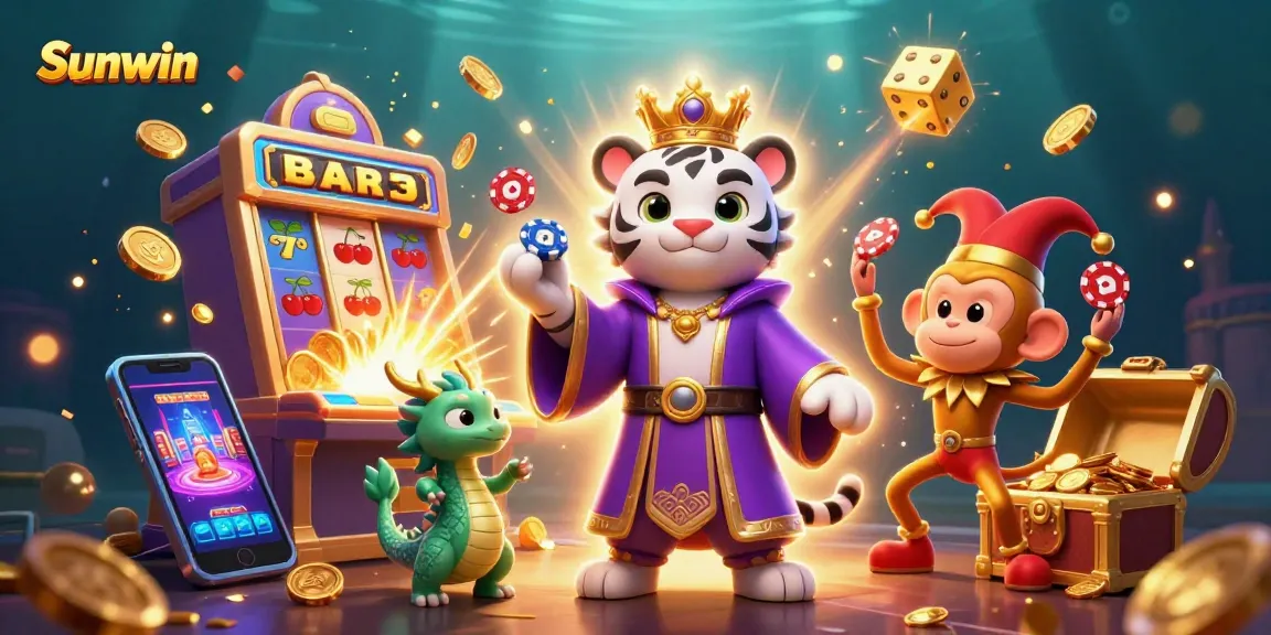 Sunwin fans enjoy the vibrant energy of an exciting jackpot scene in a colorful online casino environment.