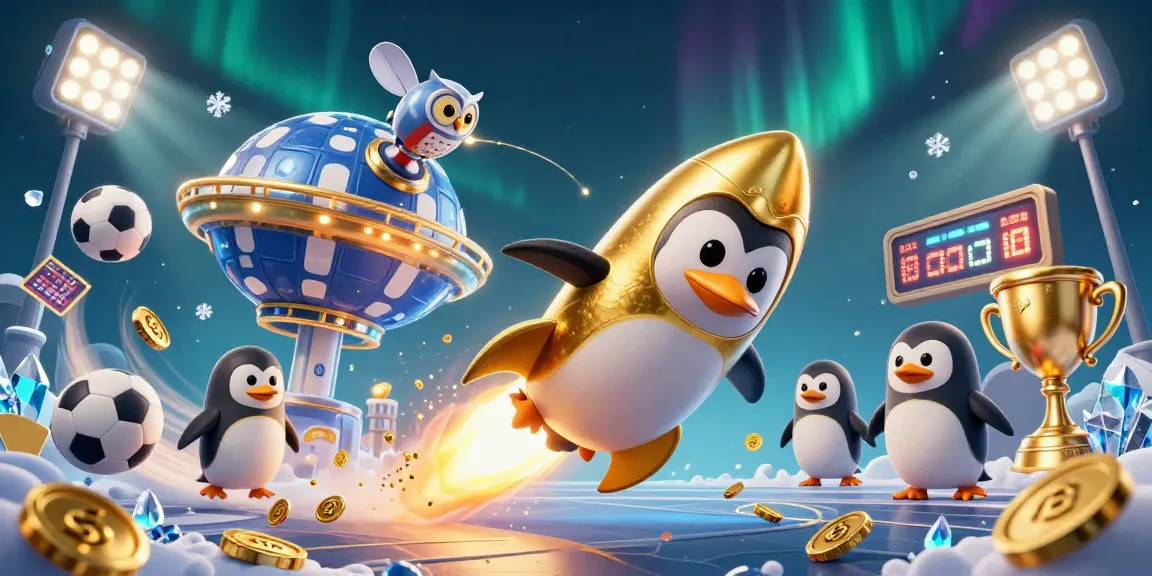 Experience exciting wins at Shbet, where the golden penguin and casino elements combine in a colorful cosmic adventure.