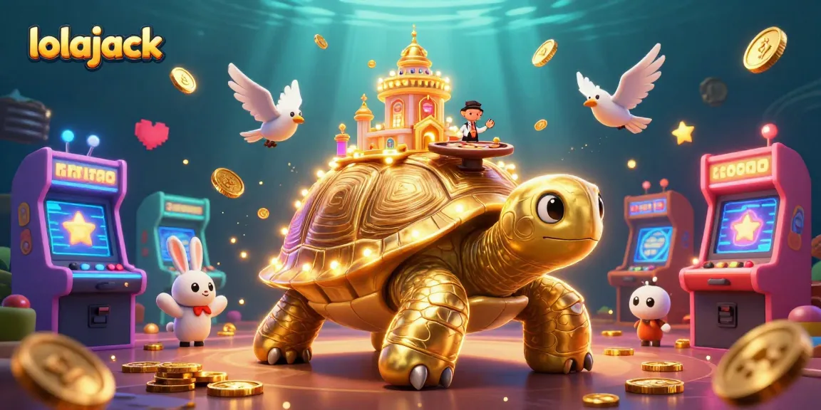 Experience thrilling gaming adventures at lolajack with a giant tortoise casino scene.