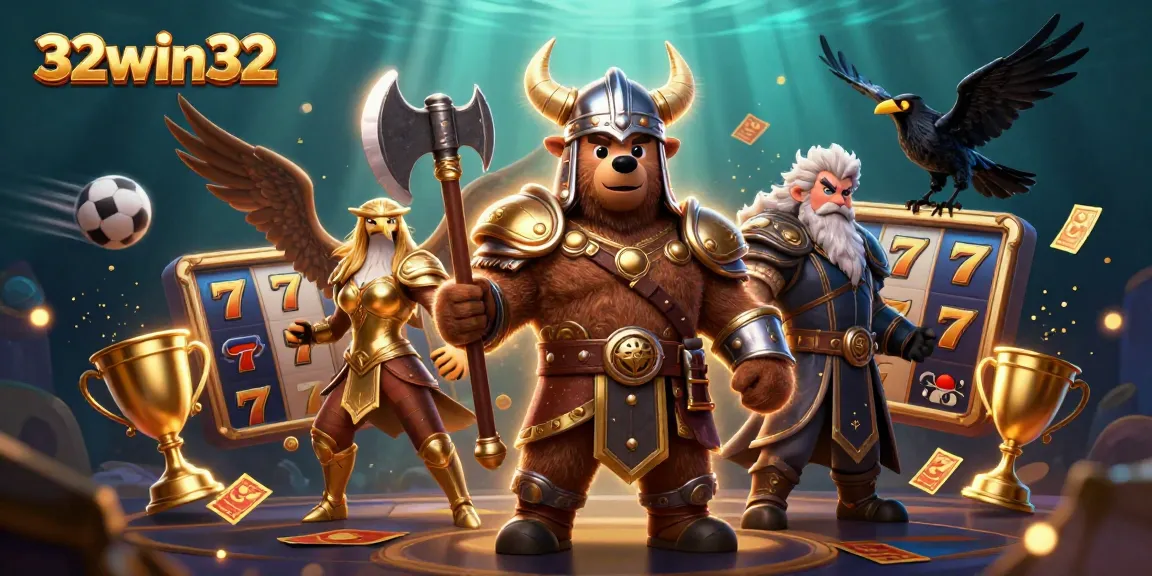 Experience thrilling gameplay adventures with 32win32 in this dynamic casino illustration.