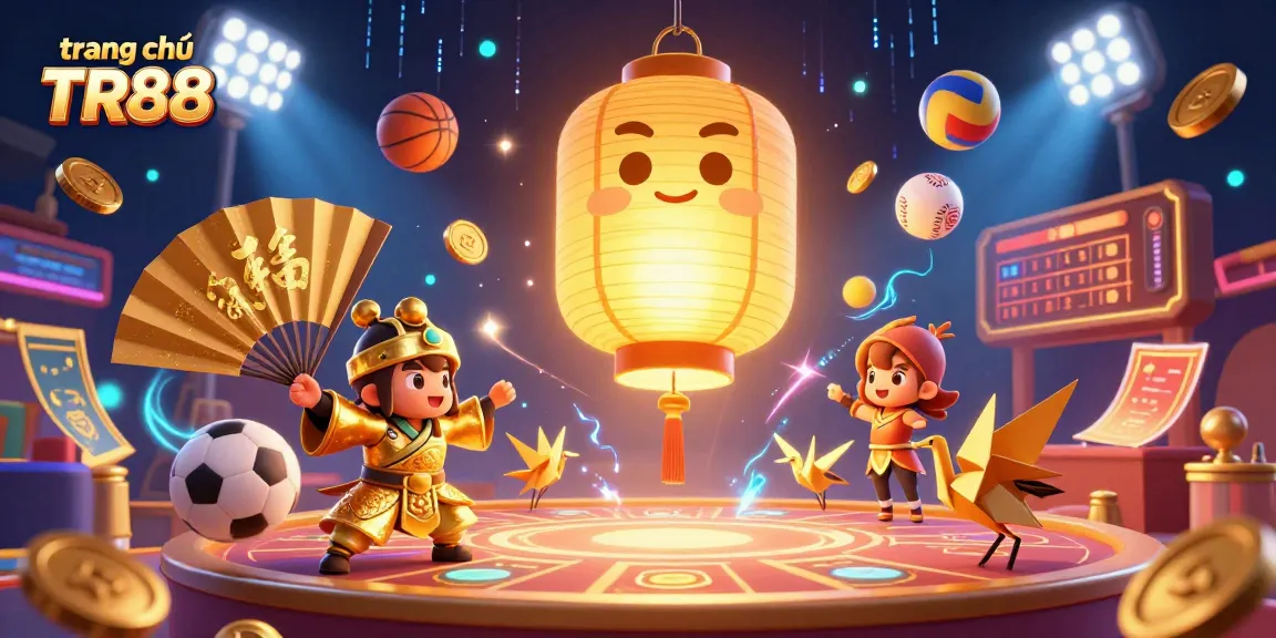 Experience exciting gaming action with trang chủ TR88 showcasing vibrant casino characters and dynamic sports elements.